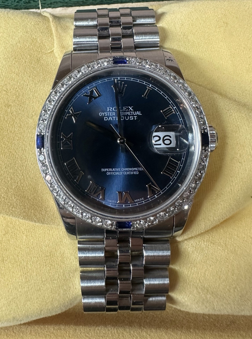Front view of the Rolex Datejust 36 and Jubilee bracelet